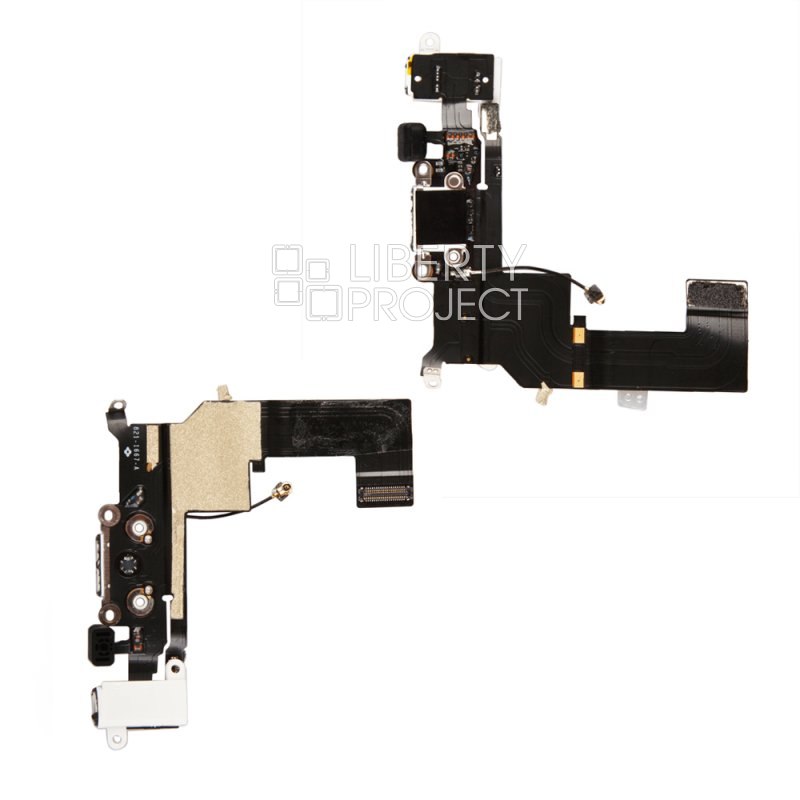 Шлейф/FLC iPhone 5S разъём зарядки,разъём гарнитуры,микрофон,антенна (белый)