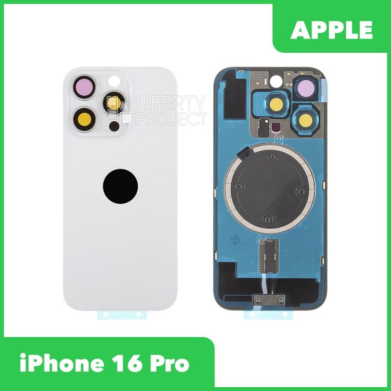 Задняя крышка для iPhone 16 Pro (белый) в сборе со стеклом камеры, MagSafe — фото 2
