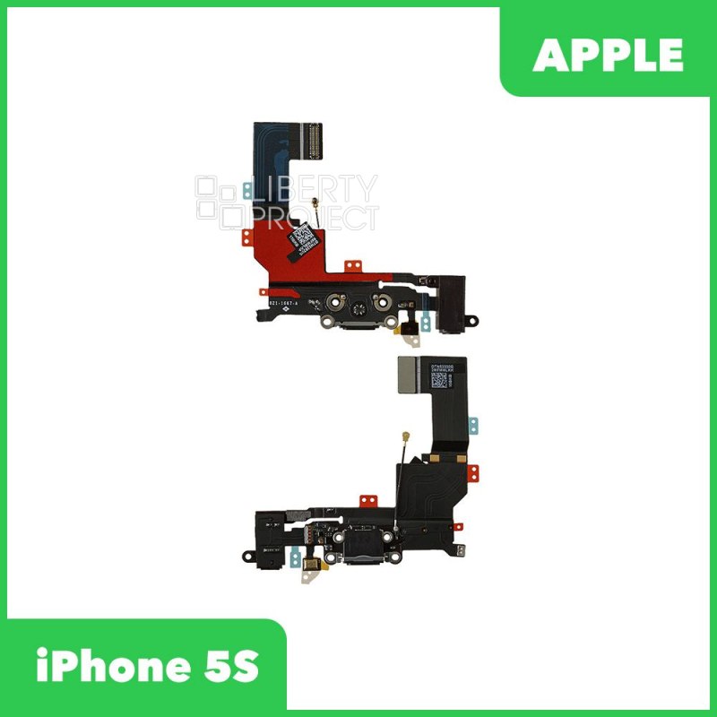 Шлейф/FLC iPhone 5S разъём зарядки,разъём гарнитуры,микрофон,антенна (чёрный)