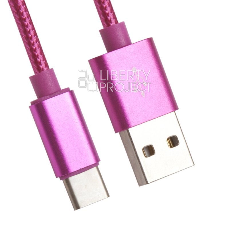 USB Дата-кабель USB - USB Type-C оплетка в катушке 1 метр (красный)