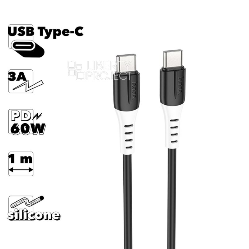 USB-C кабель HOCO X82 Type-C, 3А, PD60W, 1м, силикон (черный)